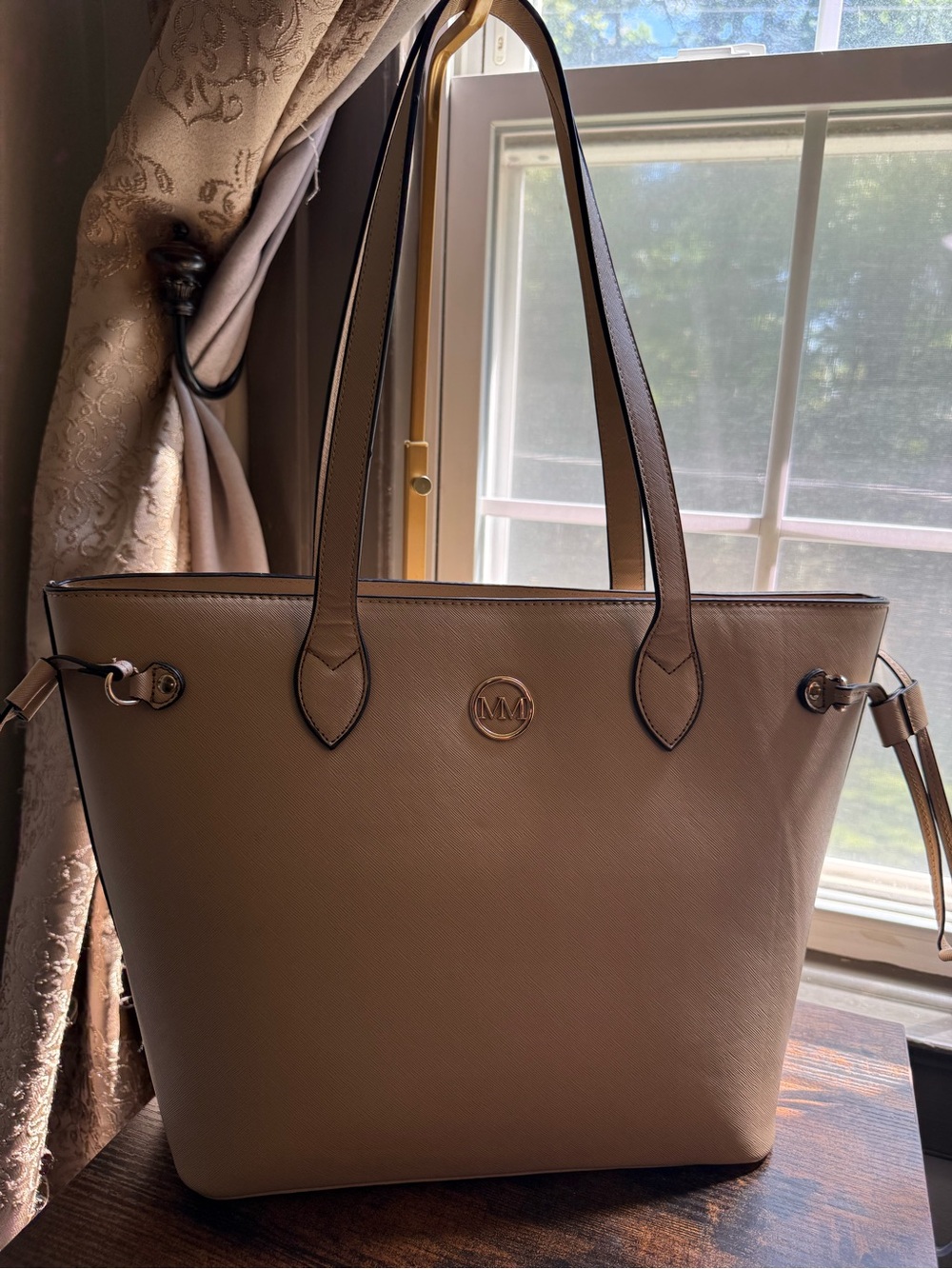 Marilyn Monroe Taupe Tote Bag with MM Logo
